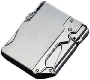 [1Pcs-Silver] Smoking Accessories NEW Portable Metal Windproof Cigar Cigarette Lighter Gift Butane Gas Lighter Unusual Torch Lighters (Without Gas)-B0CPD2Z81T