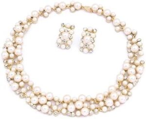 1 Set - Fashion Simple Rhinestone necklace earrings set Bridal Wedding Party Rhinestone Water Drop Pendant Necklace Drop Earrings Set (003)-B0CLJTFXVW