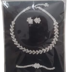[One Set] 3 PCS Wedding Bridal Jewelry Sets for Women Necklace Bracelet Australia Crystal and Earring Set Elastic (22LL)-B0CJP4C7MS
