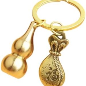 31wzkt4BrDL._AC_ Styles Brass Fortune Chinese Feng Shui Antique Coins Keyring Good Fortune Soild Gourd Keychain Wealth Success Jewelry as Shown (1pc A21)-B0DSTF4BW3