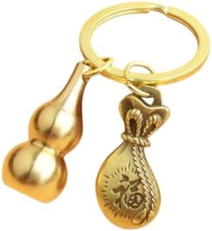 Styles Brass Fortune Chinese Feng Shui Antique Coins Keyring Good Fortune Soild Gourd Keychain Wealth Success Jewelry as Shown (1pc A21)-B0DSTF4BW3
