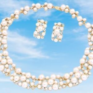 1 Set - Fashion Simple Rhinestone necklace earrings set Bridal Wedding Party Rhinestone Water Drop Pendant Necklace Drop Earrings Set (003)-B0CLJTFXVW