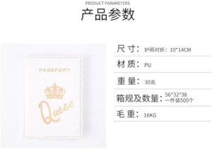 1Pcs Crown Print PU Passport Covers Passport Protector Passport Holder Flight Ticket Holder ID Credit Card Holder Travel Accessories (King, Gray)-B0DS6KGZSY