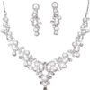 MySouq-Store Fashion Simple rhinestone necklace earrings set Bridal Wedding Party Rhinestone Water Drop Pendant Necklace Drop Earrings Set C10, CHINA-B0D5Y2BQRH