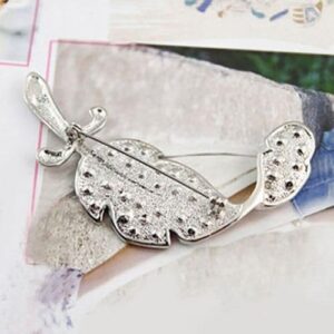 Brooch Women Leaf Silver Tone Rhinestone Wedding Gift- Very Small 3.5 Cm Max-B0DPJHW5JY