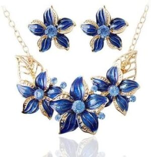 Flower Wedding Necklace Elegant Bride Necklace Pendant Necklace with Earrings Fashion Jewelry Sets for Women Party-B0C42K3ZK4