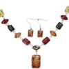 [1 PCs] Square Oval Amber African Style Women Necklace Hook Earrings Party Jewelry Set chic-B0CGTYNDQ8