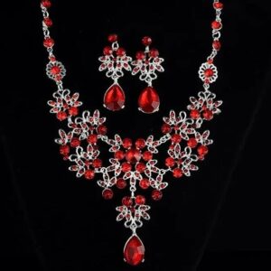 5118xSH9fmL._AC_SX679_ (1 Set - Red 2,45cm) Butterfly drop necklace earrings set, wedding jewelry, wedding accessories High-grade electroplated alloy jewelry for woman-B0CQPQXBS2