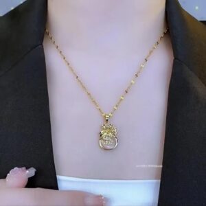 1Pcs Money Bag Pendant Necklaces for Women Stainless Steel Currency Symbol Gold Color Chain Collar Necklace New Trendy Jewelry Gifts-B0DSFSDF2H