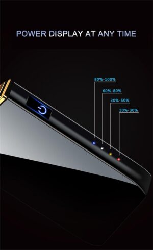 1Pcs Windproof Metal Flameless Electric Lighter Dual Arc Plasma USB Lighter LED Power Display Touch Induction Lighter (Random)-B0CD2Y7BL3