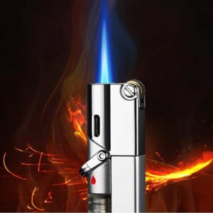 1Pcs Metal With Safety Lock Beam Cigar Grill Kitchen Direct Injection Windproof Exquisite lighter cigarette lighter accessories(COLOR MAY VARY)-B0CTYS2N37