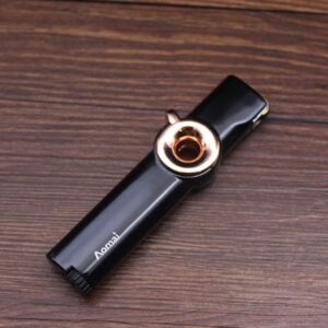 Windproof Torch Lighter Metal Jet Blue Flame Butane Gas Turbine Lighter 1300 C Portable Cigarette Lighter Man Woman Gadget(Gold)-B0BNLT4KQH