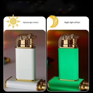 1 pcs Metal Creative Double Fire Lighter Blue Flame Windproof Open Fire Conversion Lighter Unusual Gift (Crocodile, Black) (Random Color may apply)-B0C4MDYFWX