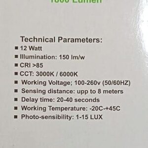 51ClWSFHmcL._AC_SY679_ 1Pcs-12Watt Bulb-Works At Night Only With an Automatic Motion Sensor for 50 Seconds It Turns Off When There Is No Movement, Suitable For lighting Stairs, Entrances,Corridors,Garages-B0CTYC95LV