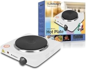 JAMAKY Electric Hot Plate, 1 Burner, 18Cm 1500 Watt, White, JMK7013 (25 * 21 * 6Cm)-B0DGNLQQLS