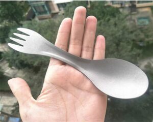 1Pcs Outdoor Mini Portable Spoon Fork Useful Titanium Camping Backpacking Cutlery Spork Fork Spoon Lightweight-B0DSCH6N7Y