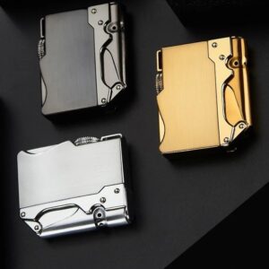 [1Pcs-Silver] Smoking Accessories NEW Portable Metal Windproof Cigar Cigarette Lighter Gift Butane Gas Lighter Unusual Torch Lighters (Without Gas)-B0CPD2Z81T