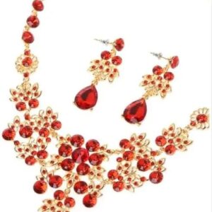 51i7njWJncL._AC_ (1 Set - Red 2,45cm) Butterfly drop necklace earrings set, wedding jewelry, wedding accessories High-grade electroplated alloy jewelry for woman-B0CQPQXBS2
