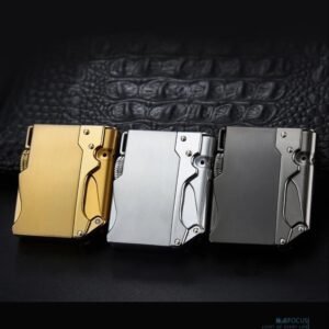 [1Pcs-Silver] Smoking Accessories NEW Portable Metal Windproof Cigar Cigarette Lighter Gift Butane Gas Lighter Unusual Torch Lighters (Without Gas)-B0CPD2Z81T