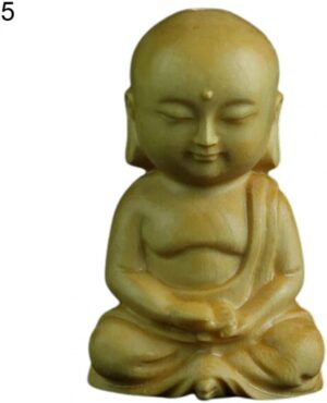 1Pcs Buddha Ornaments Mini Unpainted Buddha Statues Wood Fine Workmanship Monk Figurine Home Decor-B0DS9YHZCV