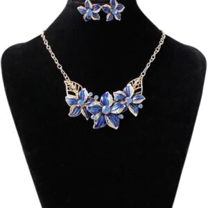 Flower Wedding Necklace Elegant Bride Necklace Pendant Necklace with Earrings Fashion Jewelry Sets for Women Party-B0C42K3ZK4