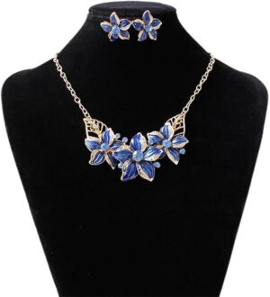 Flower Wedding Necklace Elegant Bride Necklace Pendant Necklace with Earrings Fashion Jewelry Sets for Women Party-B0C42K3ZK4