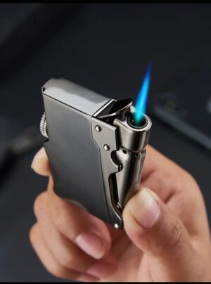 [1Pcs-Silver] Smoking Accessories NEW Portable Metal Windproof Cigar Cigarette Lighter Gift Butane Gas Lighter Unusual Torch Lighters (Without Gas)-B0CPD2Z81T