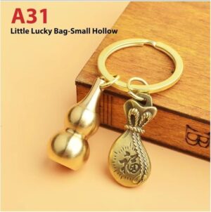 Styles Brass Fortune Chinese Feng Shui Antique Coins Keyring Good Fortune Soild Gourd Keychain Wealth Success Jewelry as Shown (1pc A21)-B0DSTF4BW3