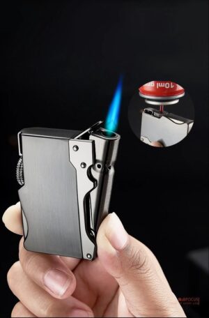 [1Pcs-Silver] Smoking Accessories NEW Portable Metal Windproof Cigar Cigarette Lighter Gift Butane Gas Lighter Unusual Torch Lighters (Without Gas)-B0CPD2Z81T
