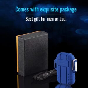 Outdoor Waterproof Lighter with Lanyard Portable Blue Flame Jet Lighter Butane Turbo Cigar Lighter Camping Wading Men's Gadgets (Random Colors)-B0CBZ3PP2T