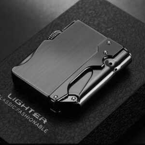 [1Pcs-Silver] Smoking Accessories NEW Portable Metal Windproof Cigar Cigarette Lighter Gift Butane Gas Lighter Unusual Torch Lighters (Without Gas)-B0CPD2Z81T