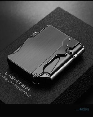 [1Pcs-Silver] Smoking Accessories NEW Portable Metal Windproof Cigar Cigarette Lighter Gift Butane Gas Lighter Unusual Torch Lighters (Without Gas)-B0CPD2Z81T