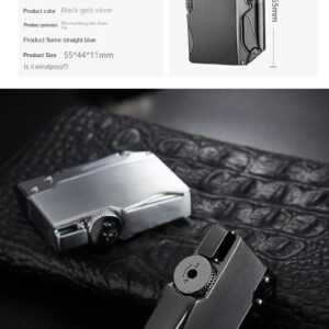 [1Pcs-Silver] Smoking Accessories NEW Portable Metal Windproof Cigar Cigarette Lighter Gift Butane Gas Lighter Unusual Torch Lighters (Without Gas)-B0CPD2Z81T
