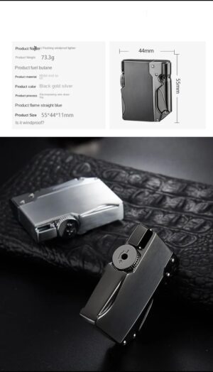 [1Pcs-Silver] Smoking Accessories NEW Portable Metal Windproof Cigar Cigarette Lighter Gift Butane Gas Lighter Unusual Torch Lighters (Without Gas)-B0CPD2Z81T