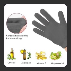Moisturizing Spa Gel Gloves Softer, Suppler Hands in Just 20 Minutes, with Jojoba Oil, Olive Oil, Vitamin E, Plant Essential Oils, Soften & Smooth, One Size Fits All (Grey)-B0DTQ6KQY1