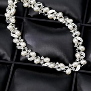 1 Set -Fashion Rhinestone Faux Pearl Necklace Earrings Women Bride Wedding Jewelry Set New Chic-B0C3MY2GR5
