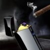 1Pcs Windproof Metal Flameless Electric Lighter Dual Arc Plasma USB Lighter LED Power Display Touch Induction Lighter (Random)-B0CD2Y7BL3