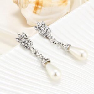 [One Set] Creative Gold Color Necklace 1Pair Earrings Wedding Bridal Pearl Rhinestone Jewelry Lady Female jewellery set for women-B0CH5F6FD1