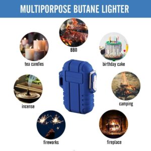 Outdoor Waterproof Lighter with Lanyard Portable Blue Flame Jet Lighter Butane Turbo Cigar Lighter Camping Wading Men's Gadgets (Random Colors)-B0CBZ3PP2T