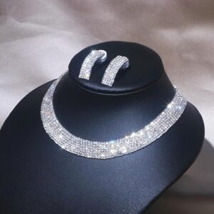 Luxury Classic Female Engagement Jewelry Fashion Crystal Necklace Earrings Set Wedding Party Bridal Jewelry Sets Bijoux-B0CYJPGK3M