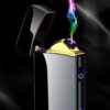 1Pcs Windproof Metal Flameless Electric Lighter Dual Arc Plasma USB Lighter LED Power Display Touch Induction Lighter (Random)-B0CD2Y7BL3