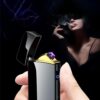 1Pcs Windproof Metal Flameless Electric Lighter Dual Arc Plasma USB Lighter LED Power Display Touch Induction Lighter (Random)-B0CD2Y7BL3