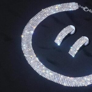 Luxury Classic Female Engagement Jewelry Fashion Crystal Necklace Earrings Set Wedding Party Bridal Jewelry Sets Bijoux-B0CYJPGK3M