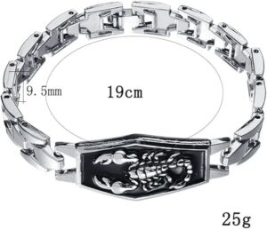 1Pcs Punk Scorpion Bracelet Personality Wristband Silicone Bangle Stainless Steel Buckle Vintage Cuff Bracelet Women Men's Jewelry-B0DS6MSVBX