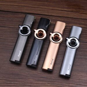 Windproof Torch Lighter Metal Jet Blue Flame Butane Gas Turbine Lighter 1300 C Portable Cigarette Lighter Man Woman Gadget(Gold)-B0BNLT4KQH