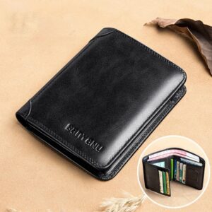 Men's Wallet RFID Blocking Credit Card Holder PU Leather Male Short Purse High Quality Business Foldable Wallets Cards Money Bag (Black)-B0DFQFY6WX