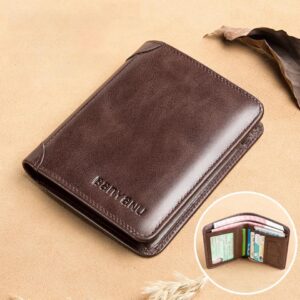 Men's Wallet RFID Blocking Credit Card Holder PU Leather Male Short Purse High Quality Business Foldable Wallets Cards Money Bag (Black)-B0DFQFY6WX