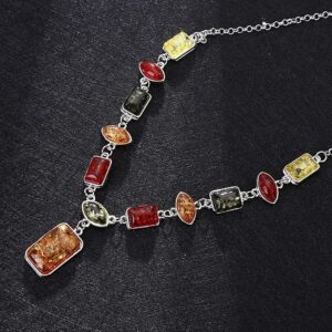 [1 PCs] Square Oval Amber African Style Women Necklace Hook Earrings Party Jewelry Set chic-B0CGTYNDQ8