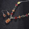 [1 PCs] Square Oval Amber African Style Women Necklace Hook Earrings Party Jewelry Set chic-B0CGTYNDQ8