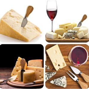 Cheese nife Set of 4 Pieces, Wooden Handle Cheese nife Set with Stainless Steel Blade, Cheese Cutter, Pizza Cutter & Fork, For Butter & Candy & Cheese Salad-B0DTVW1TTP